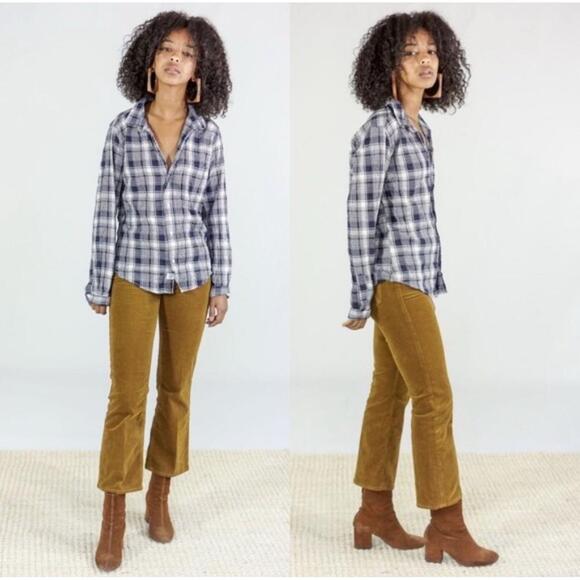 Frank Eileen Shirt Size Medium Blue Plaid Buttonup Long Sleeve Collared Preppy - Picture 1 of 9